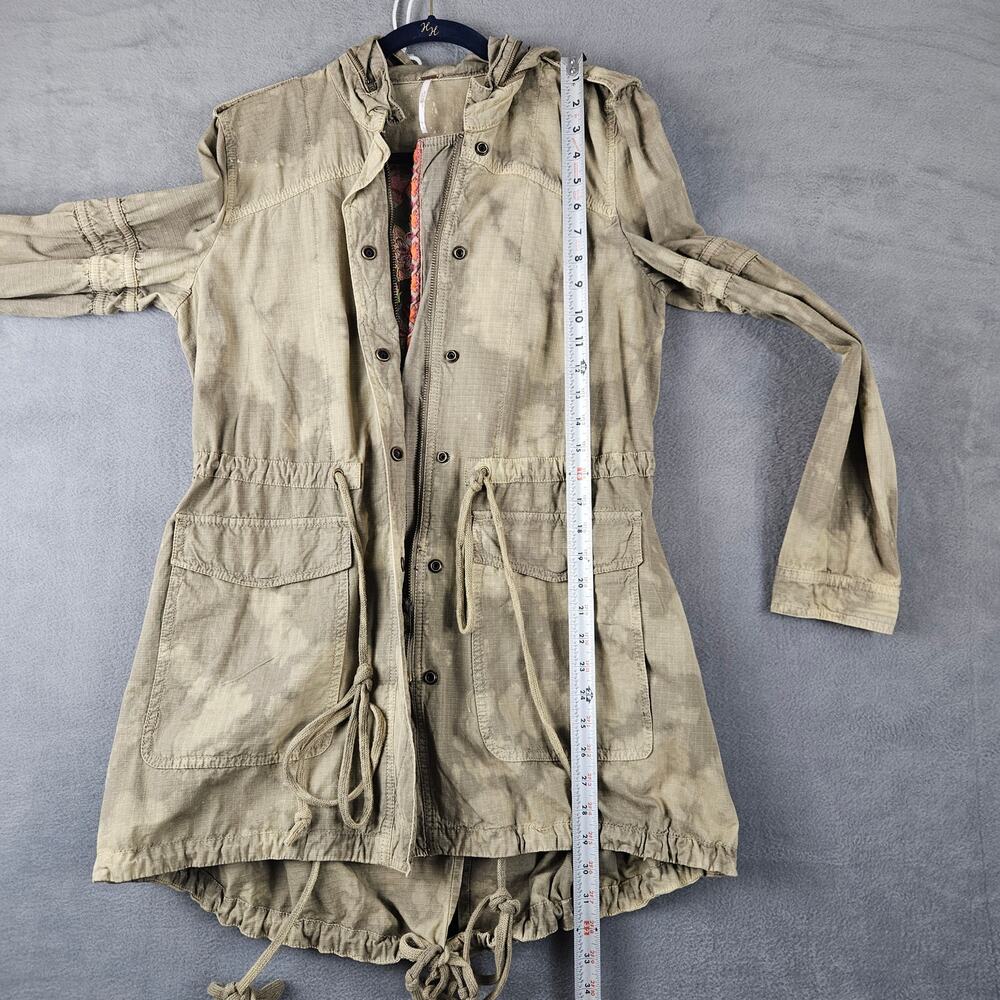 Free People Green Festival Embroidered  Anorak Jacket Utility Military Boho Sz 6 - Picture 6 of 9